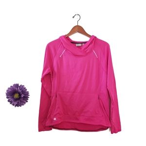 Athleta Plush Tech Wrap Front Hoodie Pink Size L